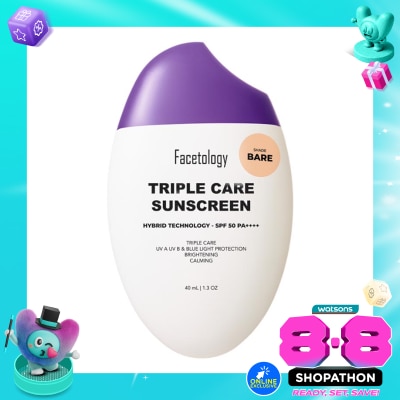 FACETOLOGY - Facetology Triple Care Tinted Sunscreen Bare SPF50 PA++++ 40ml image