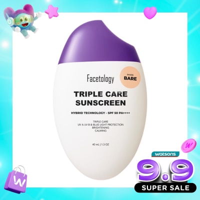 FACETOLOGY - Facetology Triple Care Tinted Sunscreen Bare SPF50 PA++++ 40ml image