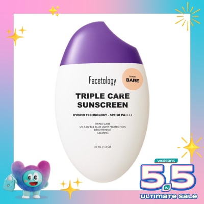 FACETOLOGY - Facetology Triple Care Tinted Sunscreen Bare SPF50 PA++++ 40ml