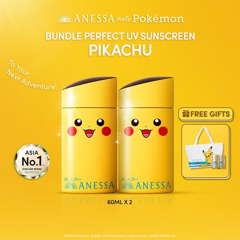 [Special Bundle] Anessa Perfect UV Sunscreen Skincare Milk SPF 50+ PA++++ 60ml - Pokemon Series (Pikachu Twinpack)