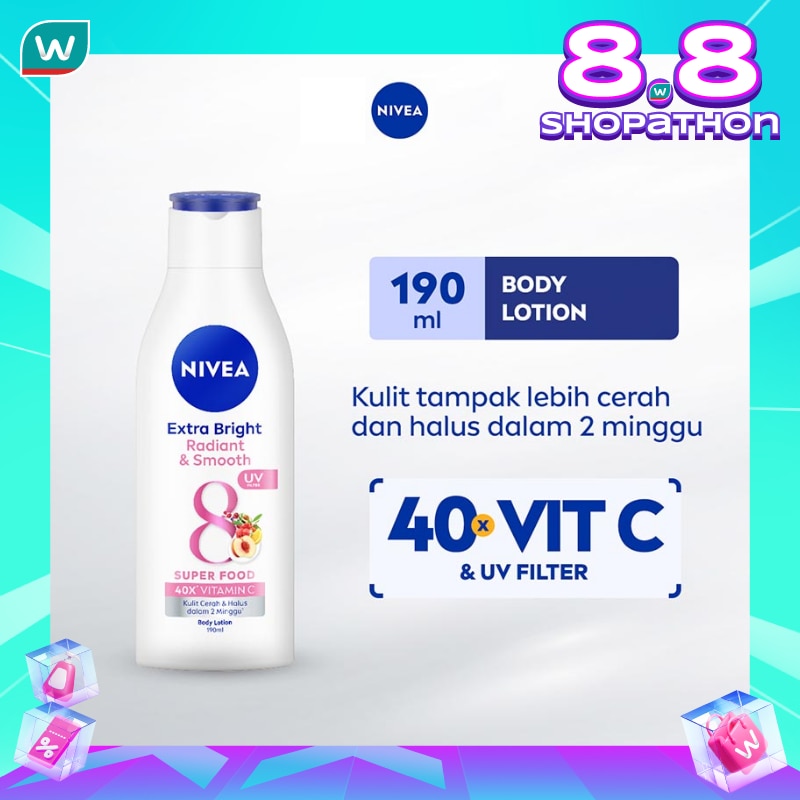 Promo Harga Nivea Body Lotion Extra White Radiant & Smooth 200 ml - Watsons