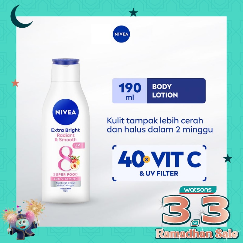 Nivea Body Lotion Extra Bright Radiant & Smooth UV Filter 190ml