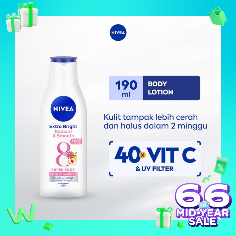 Promo Harga Nivea Body Lotion Extra White Radiant & Smooth 200 ml - Watsons