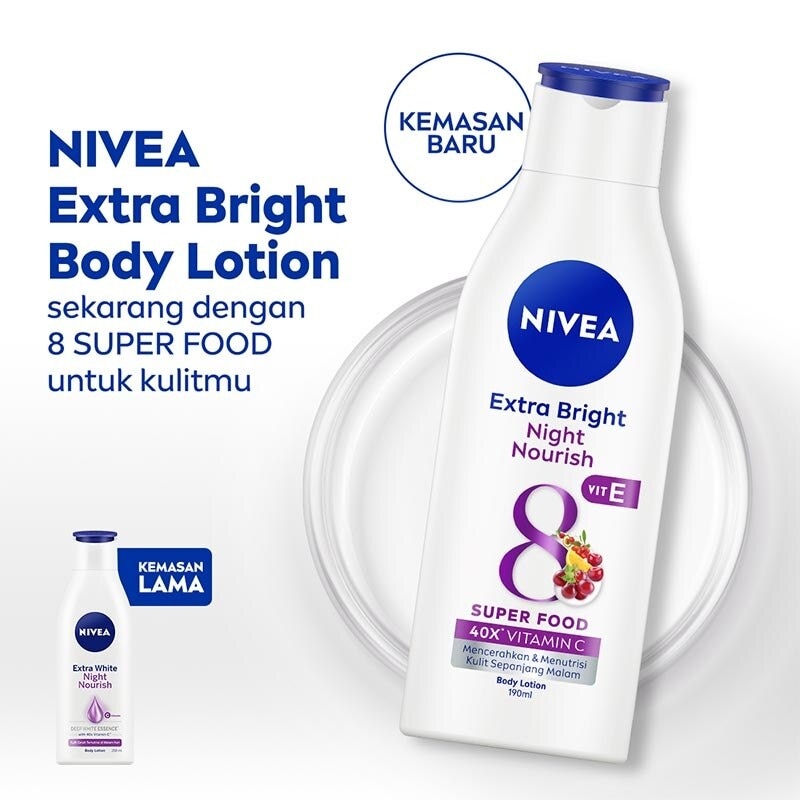 Nivea Body Lotion Extra Bright Night Nourish 190mL