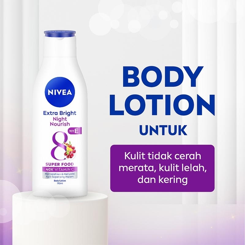 Nivea Body Lotion Extra Bright Night Nourish 190mL