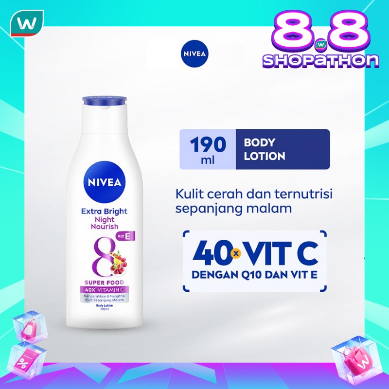 Promo Harga Nivea Body Lotion Extra White Night Nourish 200 ml - Watsons