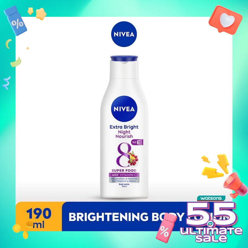 Promo Harga Nivea Body Lotion Extra White Night Nourish 200 ml - Watsons