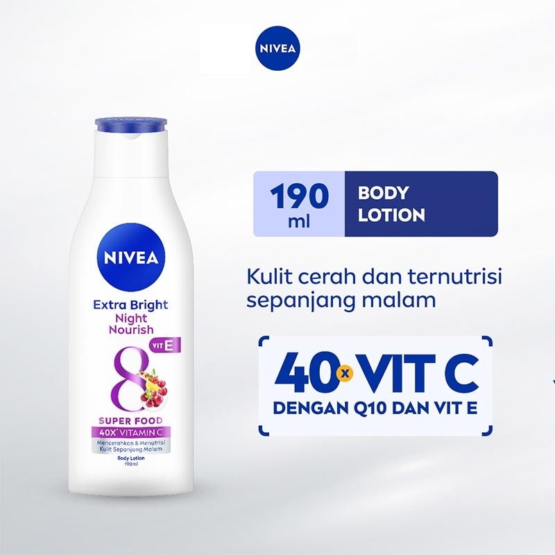 Promo Harga Nivea Body Lotion Extra White Night Nourish 200 ml - Watsons