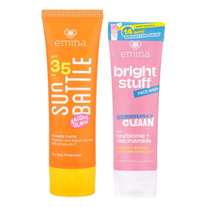 [Buy 1 Get 1] Emina Sun Battle Bright Glow SPF 35 50ml Free Bright Stuff Face Wash 50ml