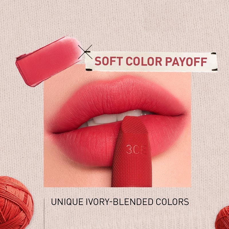 3CE Cashmere Hug Matte Lipstick 02 #Pure Blending