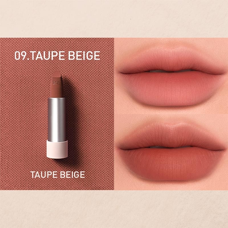 3CE Cashmere Hug Matte Lipstick 09 #Taupe Beige