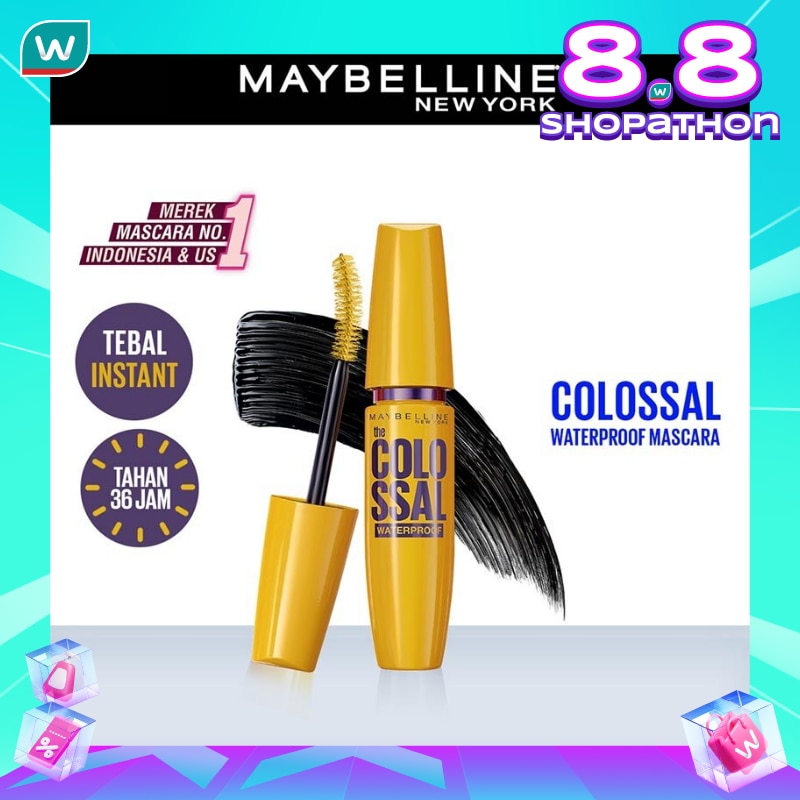 Promo Harga Maybelline Colossal Waterproof Black 9 ml - Watsons
