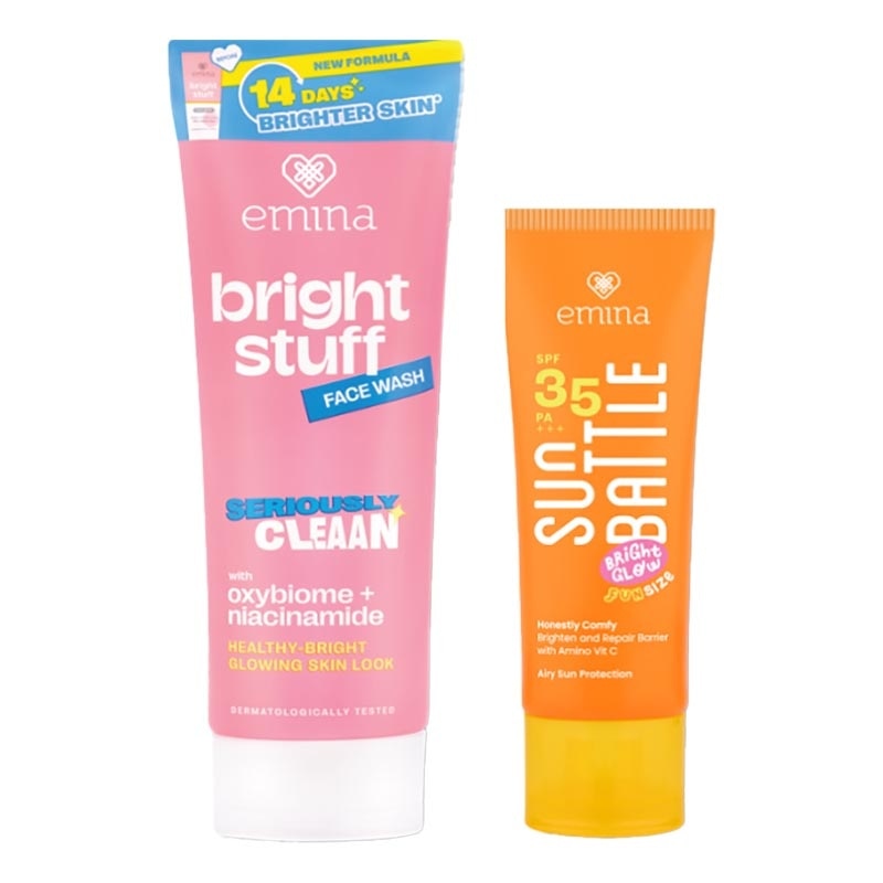 [Buy 1 Get 1] Emina Bright Stuff Face Wash 100ml Free Sun Battle Bright Glow SPF 35 20ml