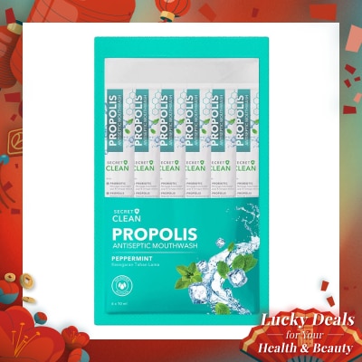 SECRET CLEAN Propolis Mouthwash Sachet Peppermint 6'S @10ml