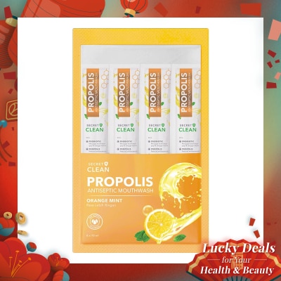 SECRET CLEAN Propolis Mouthwash Sachet Orange Mint 6'S @10ml