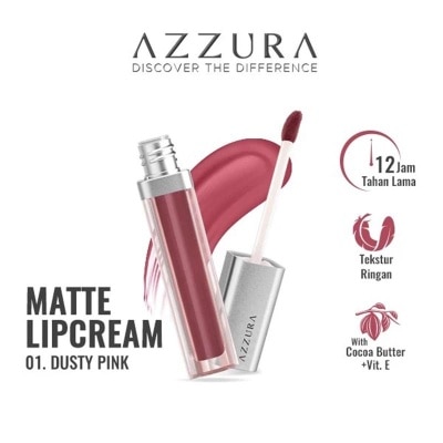 AZZURA Matte Lipcream Lipstik 01 Dusty Pink 4g