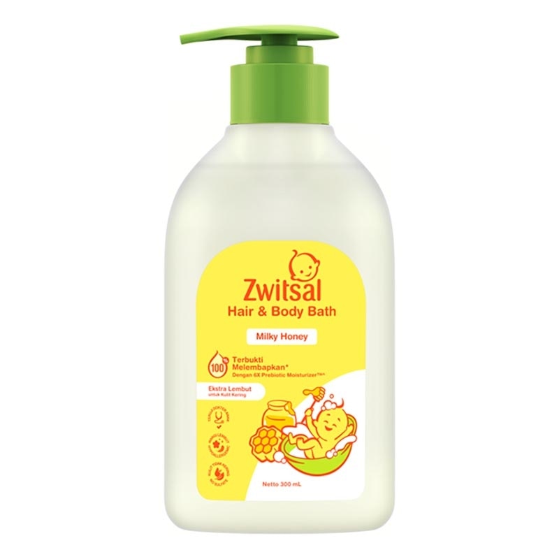 Zwitsal Baby Bath Hair & Body Milky Honey 300ml