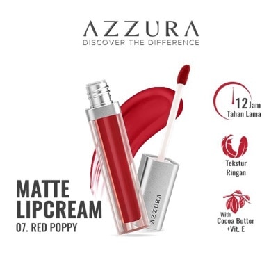 AZZURA Matte Lipcream Lipstik 07 Red Poppy 4g