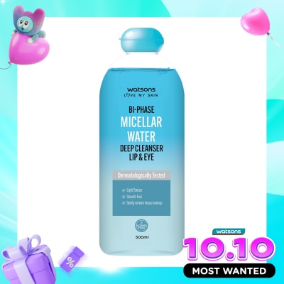 WATSONS COLLECTION Watsons Bi Phase Micellar Water Deep Cleanser Lip & Eye 500ml image