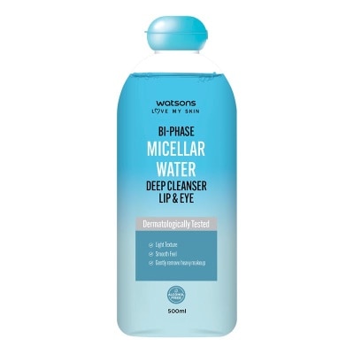 WATSONS Watsons Bi-Phase Micellar Water Deep Cleanser Lip & Eye 500ml