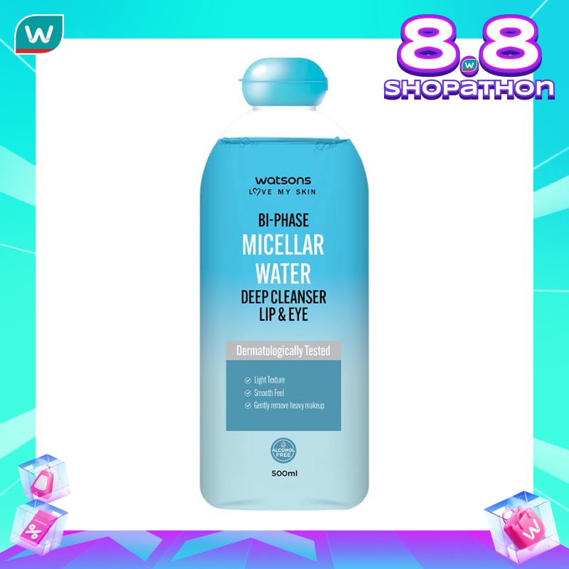Watsons Bi-Phase Micellar Water Deep Cleanser Lip & Eye 500ml