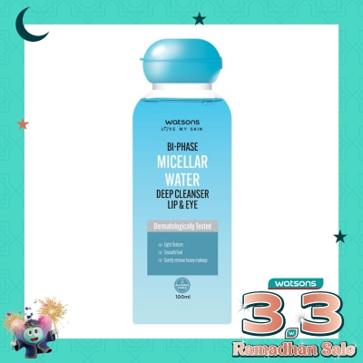 WATSONS Watsons Bi-Phase Micellar Water Deep Cleanser Lip & Eye 100ml