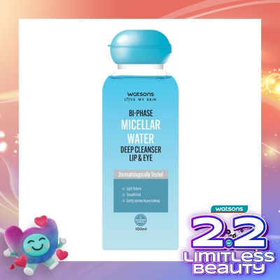 WATSONS Watsons Bi-Phase Micellar Water Deep Cleanser Lip & Eye 100ml