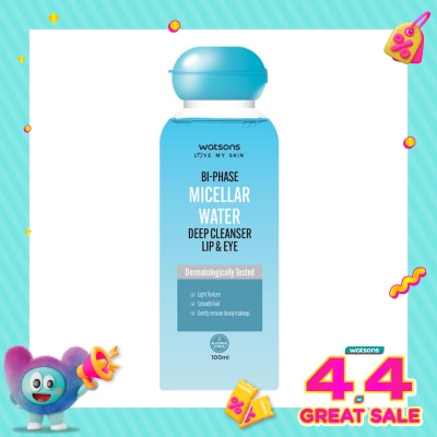 WATSONS - Watsons Bi-Phase Micellar Water Deep Cleanser Lip & Eye 100ml