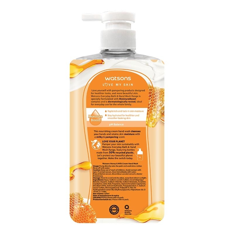 Watsons Honey & Milk Cream Hand Wash 500ml
