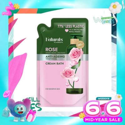 NATURALS BY WATSONS Rose Anti-Ageing Cream Bath Refill 490ml
