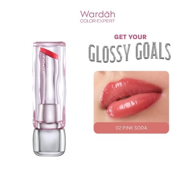 WARDAH Glossicle Peptide Balm 02 Pink Soda 3.2g - Dilengkapi dengan Peptide & UV Filter - Memperkuat Lip Barrier