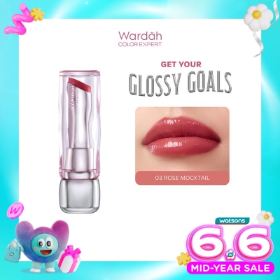 WARDAH - Glossicle Peptide Balm 03 Rose Mocktail 3.2g - Dilengkapi dengan Peptide & UV Filter - Memperkuat Lip Barrier