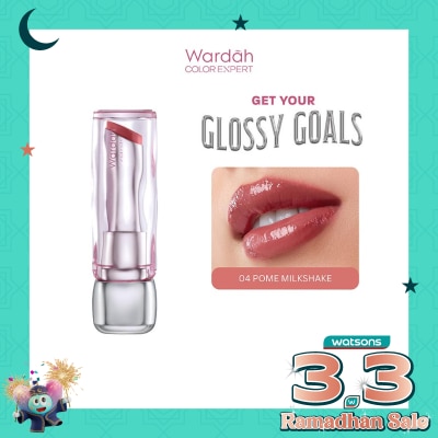 WARDAH Glossicle Peptide Balm 04 Pomé Milkshake 3.2g - Dilengkapi dengan Peptide & UV Filter - Memperkuat Lip Barrier