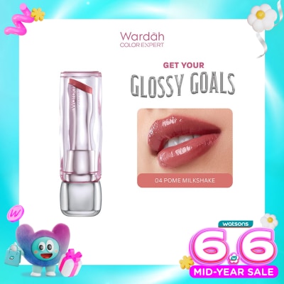 WARDAH - Glossicle Peptide Balm 04 Pomé Milkshake 3.2g - Dilengkapi dengan Peptide & UV Filter - Memperkuat Lip Barrier