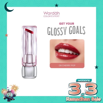 WARDAH Glossicle Peptide Balm 08 Cherry Pop 3.2g - Dilengkapi dengan Peptide & UV Filter - Memperkuat Lip Barrier
