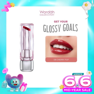 WARDAH - Glossicle Peptide Balm 08 Cherry Pop 3.2g - Dilengkapi dengan Peptide & UV Filter - Memperkuat Lip Barrier