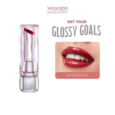 WARDAH Glossicle Peptide Balm 08 Cherry Pop 3.2g - Dilengkapi dengan Peptide & UV Filter - Memperkuat Lip Barrier