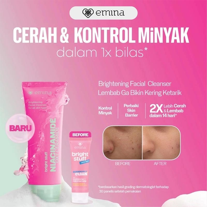 Emina Bright Stuff Niacinamide Oxy Ceramide Brightening Facial Cleanser 100ml