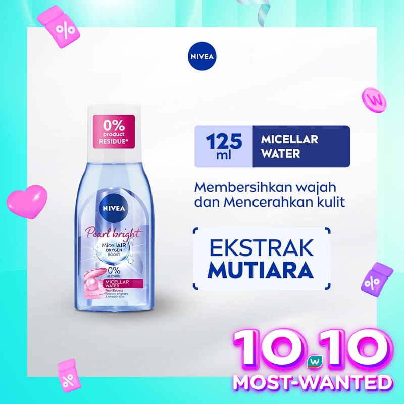 Promo Harga Nivea MicellAir Skin Breathe Micellar Water Pearl & White 125 ml - Watsons