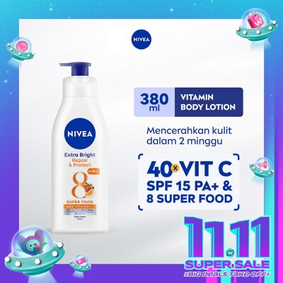 NIVEA Nivea Body Lotion Extra Bright Repair and Protect SPF15 380ml