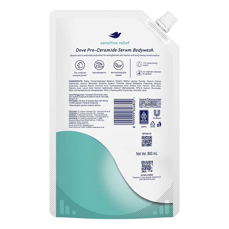 Serum Body Wash Pro-Ceramide Sensitive Relief Pouch 800ml