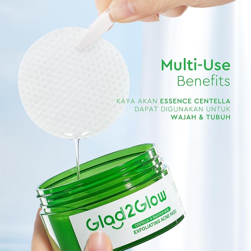 Glad2Glow Centella Salicylic Acid Exfoliating Acne Pads 30'S