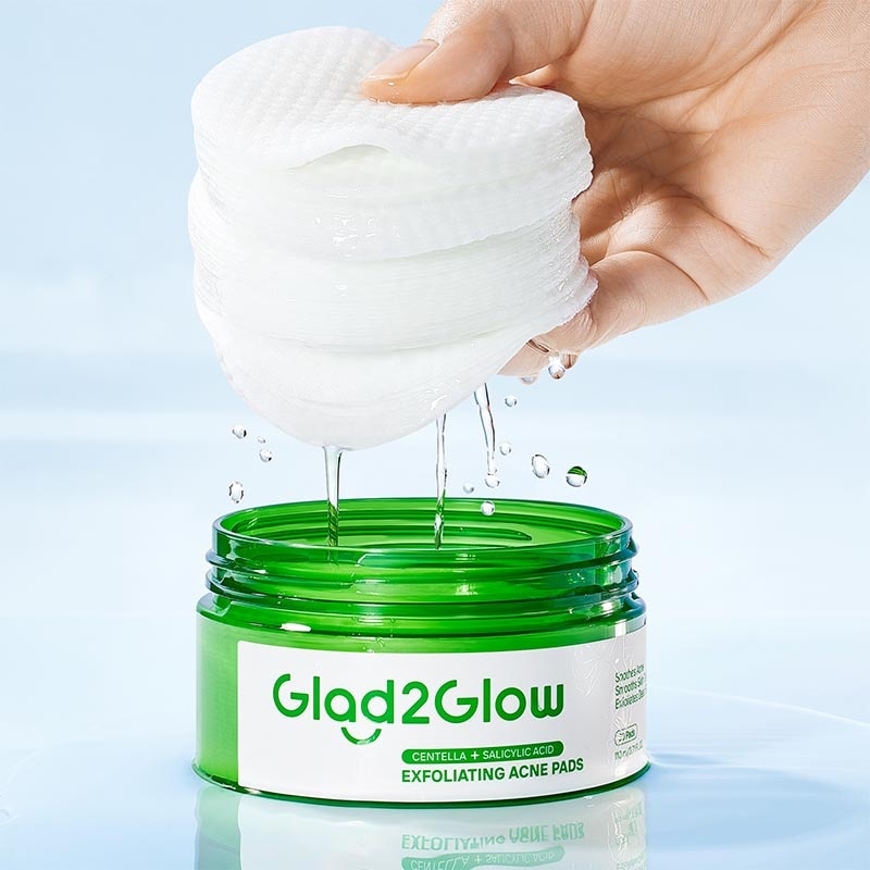 Glad2Glow Centella Salicylic Acid Exfoliating Acne Pads 30'S