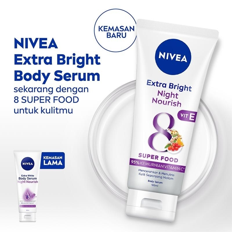 Nivea Body Serum Extra Bright Night Nourish 180mL