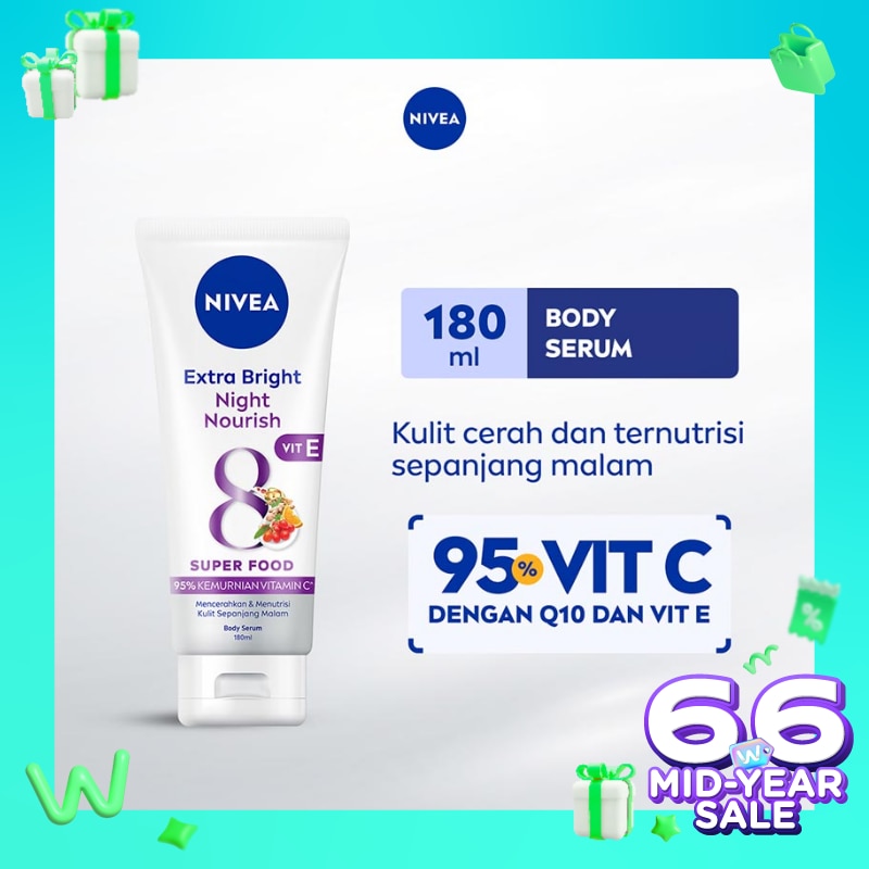 Nivea Body Serum Extra Bright Night Nourish 180mL