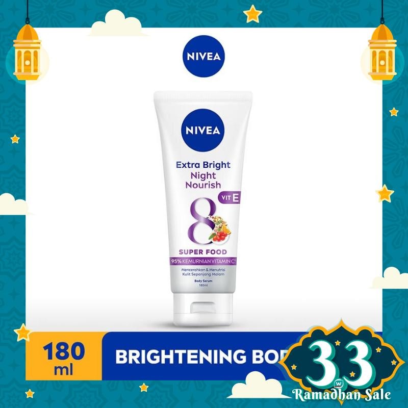 Promo Harga Nivea Body Serum Extra White Night Nourish 180 ml - Watsons