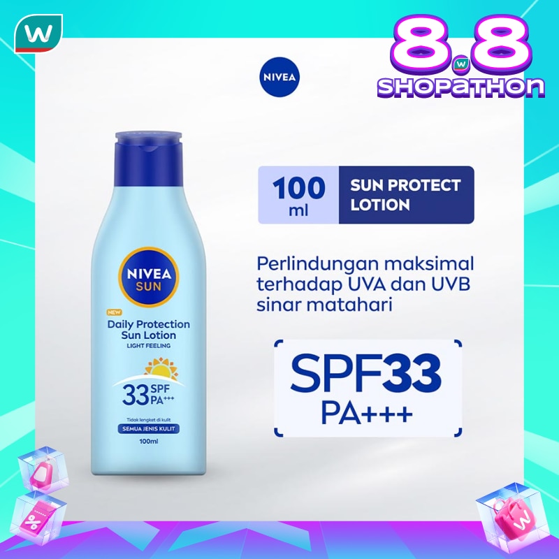 Promo Harga Nivea Daily Protection Sun Lotion SPF 33 PA++ 100 ml - Watsons