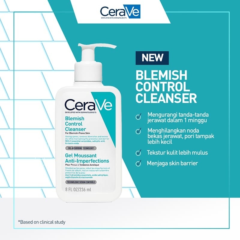 CeraVe Blemish Control Cleanser 236ml - Daily Gentle Face Cleanser for Acne Prone Skin