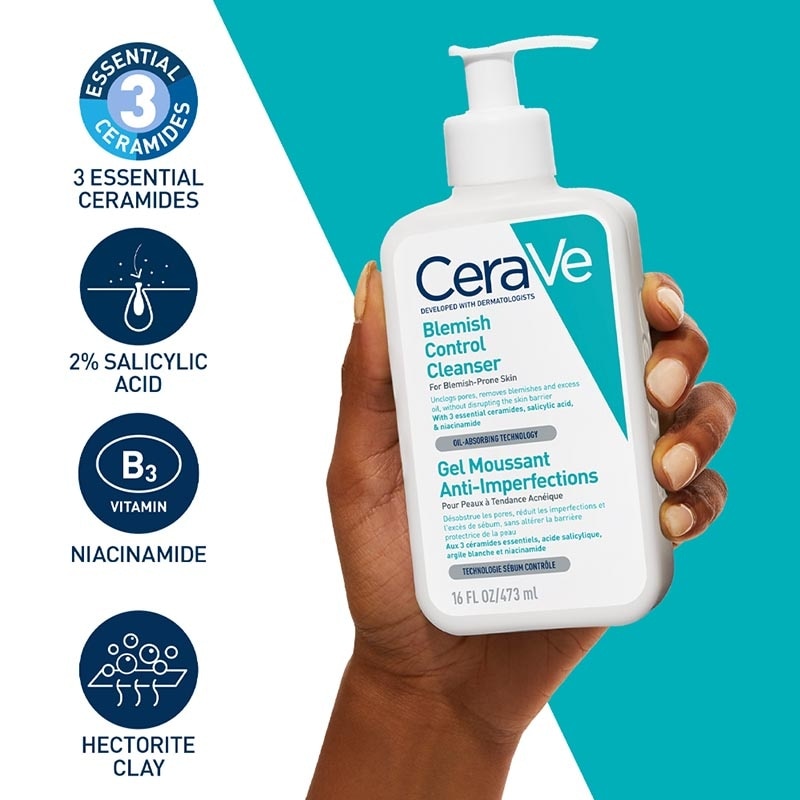 CeraVe Blemish Control Cleanser 236ml - Daily Gentle Face Cleanser for Acne Prone Skin