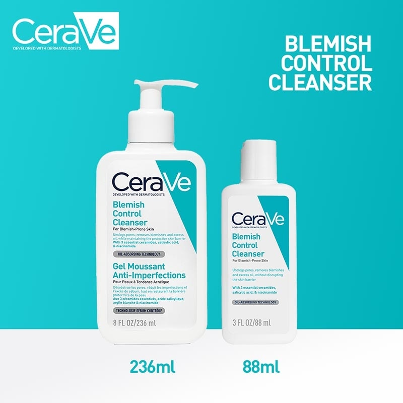 CeraVe Blemish Control Cleanser 236ml - Daily Gentle Face Cleanser for Acne Prone Skin